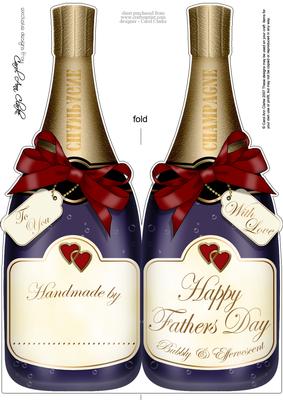 Large Dl Fathers Day Champagne Bottle Shaped Card