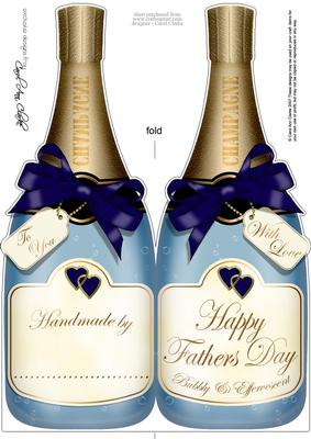 Large Dl Fathers Day Champagne Bottle Shaped Card