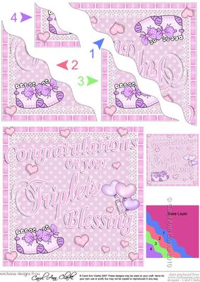 On Your Triplets Blessing Wavy Corner Side Stacker Topper