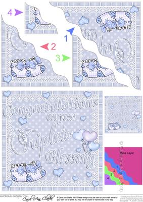 On Your Triplets Blessing Wavy Corner Side Stacker Topper