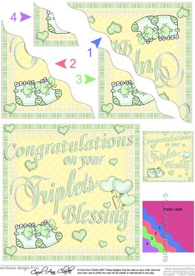 On Your Triplets Blessing Wavy Corner Side Stacker Topper