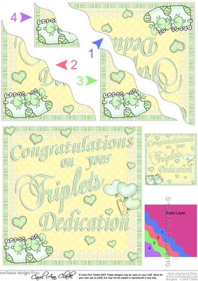 On Your Triplets Dedication Wavy Corner Side Stacker Topper