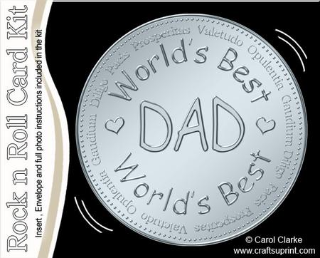 Worlds Best Dad Medal Rock N Roll Kit, Envelope and Insert
