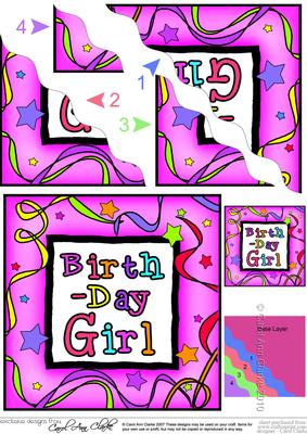 Birthday Girl Wavy Corner Side Stacker Topper