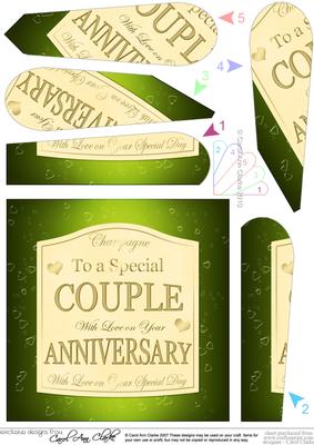 Anniversary Champers Wine Label Fan Pyramage Topper