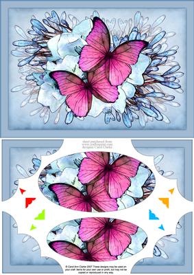 A5 Butterflies N Flowers Scallop Corners and Pyramage