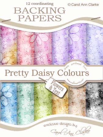 Flowers & Text Backing Papers in Pretty Daisy Colours