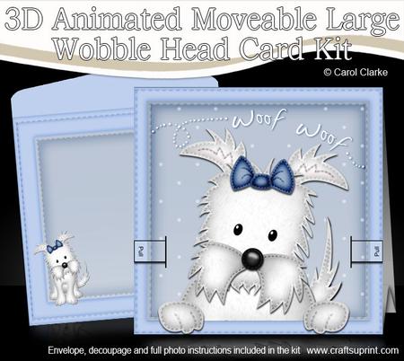 3D Jock Westie Dog Animated Large Wobble Head Card Kit