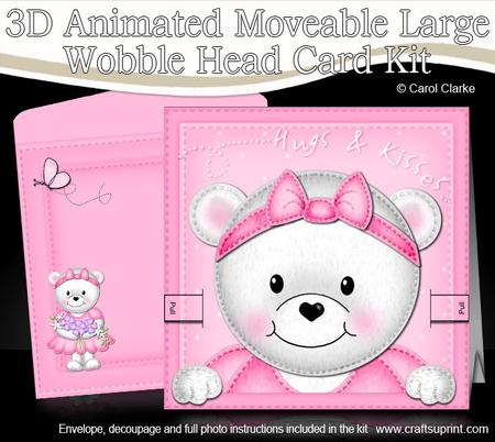 3D Teddy Tess Animated Large Wobble Head Card Kit