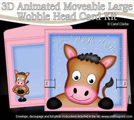 3D Gigi Horse Animated Large Wobble Head Card Kit