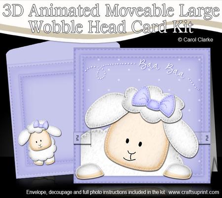 3D Little Lamb Animated Large Wobble Head Card Kit