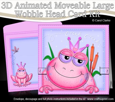 3D Freya Frog Animated Large Wobble Head Card Kit