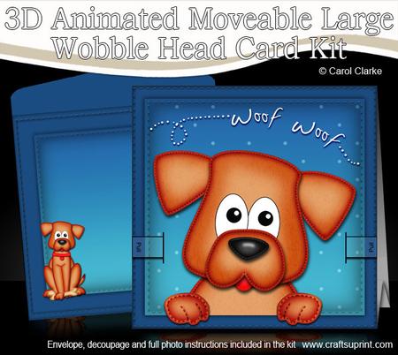 3D Rusty Dog Animated Large Wobble Head Card Kit