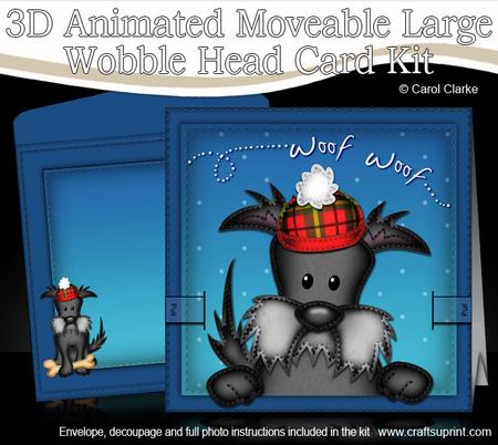 3D Hamish Scottie Dog Animated Large Wobble Head Card Kit