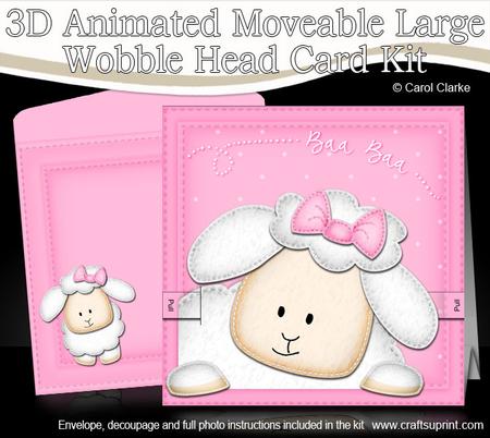 3D Little Lamb Animated Large Wobble Head Card Kit