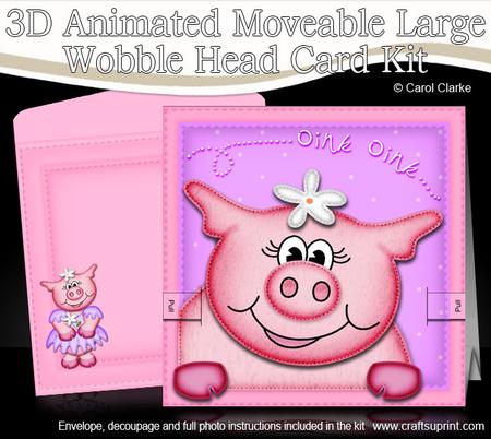 3D Zoe Piggy Animated Large Wobble Head Card Kit