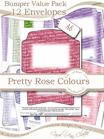 Bumper Value Pack of C6 Envelopes in Pretty Rose Colours