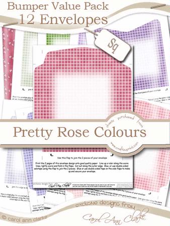 Bumper Value Pack of Square Envelopes in Pretty Rose Colours