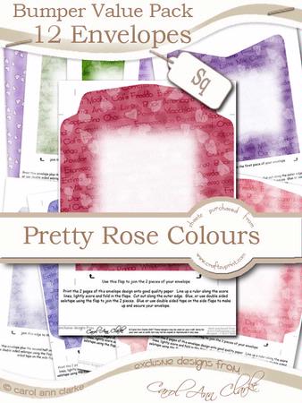 Bumper Value Pack of Square Envelopes in Pretty Rose Colours