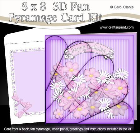 8 x 8 Birthday Flowers N Dragonflies Fan Pyramage Kit