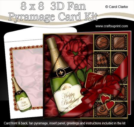 8 x 8 Birthday Champers Chocs & Roses Fan Pyramage Kit