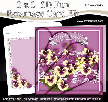 8 x 8 Birthday Pansies N Lace Fan Pyramage Kit