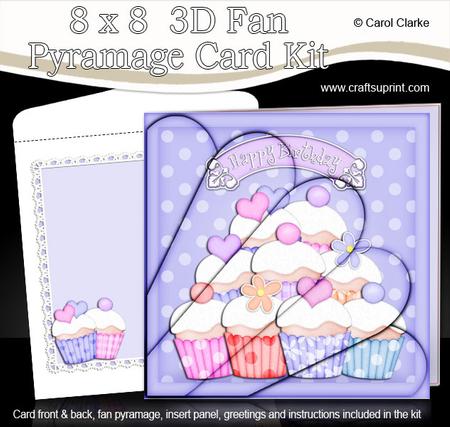 8 x 8 Birthday Cupcakes Fan Pyramage Kit