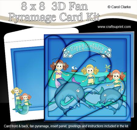 8 x 8 Birthday Mermaids and Dolphins Fan Pyramage Kit