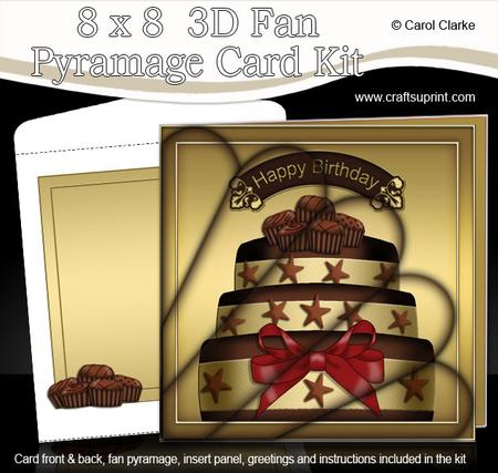 8 x 8 Birthday Cocolate Cake Fan Pyramage Kit