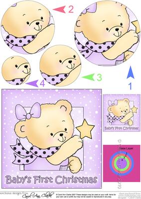 Baby's 1st Christmas Rosie Bear Circle Pyramage Topper
