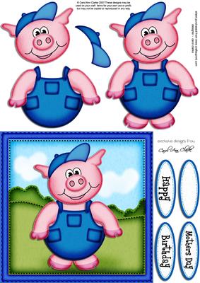 Ziggy Piggy Quick Card N 3D Decoupage