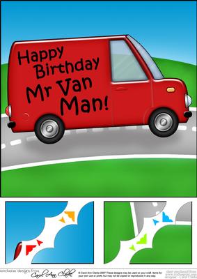 8 x 8 Happy Birthday Mr Van Man Scalloped Corner Topper