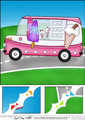 8 x 8 Ice Cream Van Scalloped Corner Topper