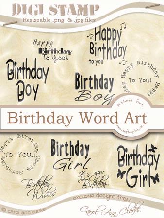 Birthday Digi Stamp Word Kit