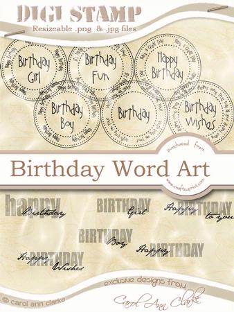 Birthday Digi Stamp Word Kit