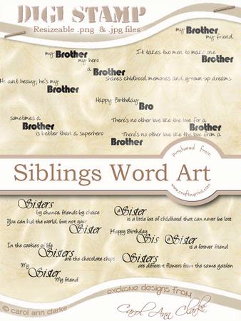 Brother & Sister Digi Stamp Word Kit