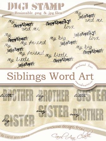 Brother & Sister Digi Stamp Word Kit