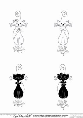 Kool Kats Black & White Digital Image Stamps