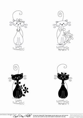 Kool Kats Black & White Digital Image Stamps