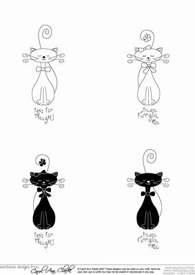 Kool Kats Black & White Digital Image Stamps