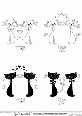 Kool Kats Black and White Digital Image Stamps
