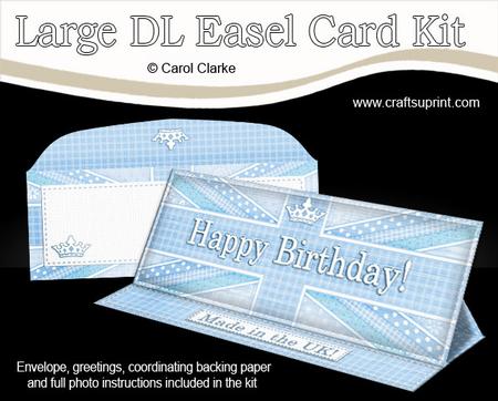 Large Dl Uk Shabby Flag Birthday Easel Card Kit N Envelope