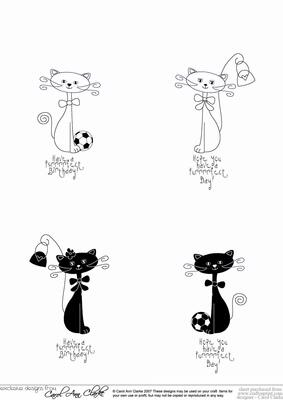 Kool Kats Black & White Digital Image Stamps