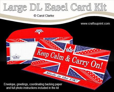 Large Dl Uk Shabby Flag Keep Calm Easel Card Kit N Envelope
