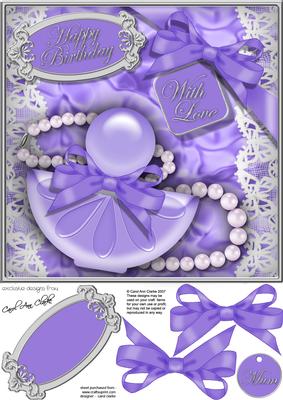 8x8 Perfume Lace N Pearls 3D Decoupage