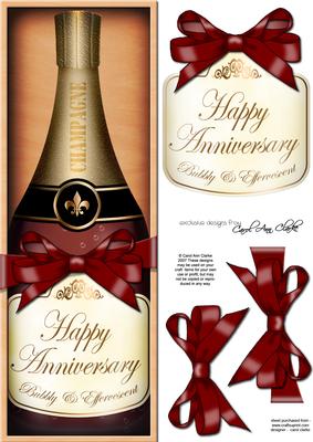 Large Dl Anniversary Champers in a Box 3D Decoupage