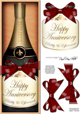 Large Dl Anniversary Champers in a Box 3D Decoupage