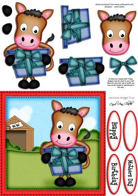 Gi Gi the Horse's Present Quick Card N 3D Decoupage