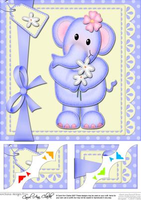 8 x 8 Lola Elephant's Flowers Scalloped Corner Topper