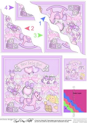 New Baby Girl Scallop Corner Side Stacker Topper